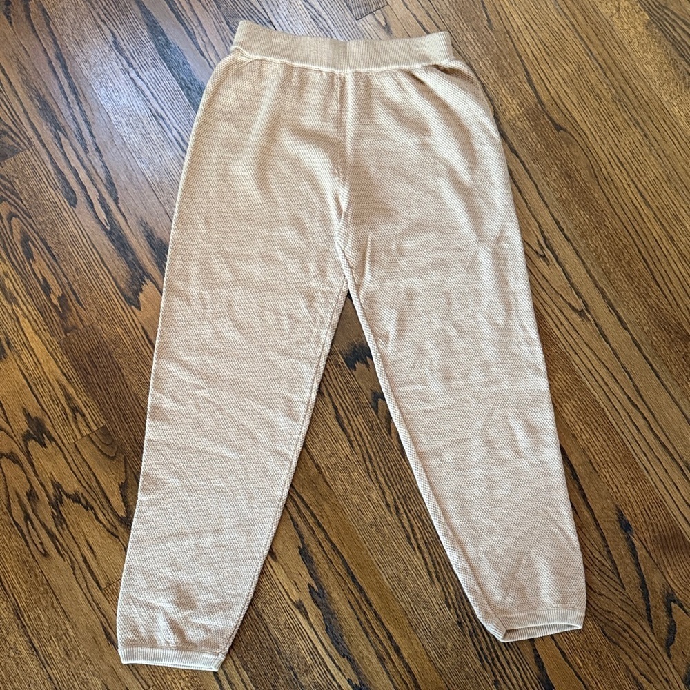 E Stretch Ribbed Women's Comfy Loungewear Casual Tan Joggers